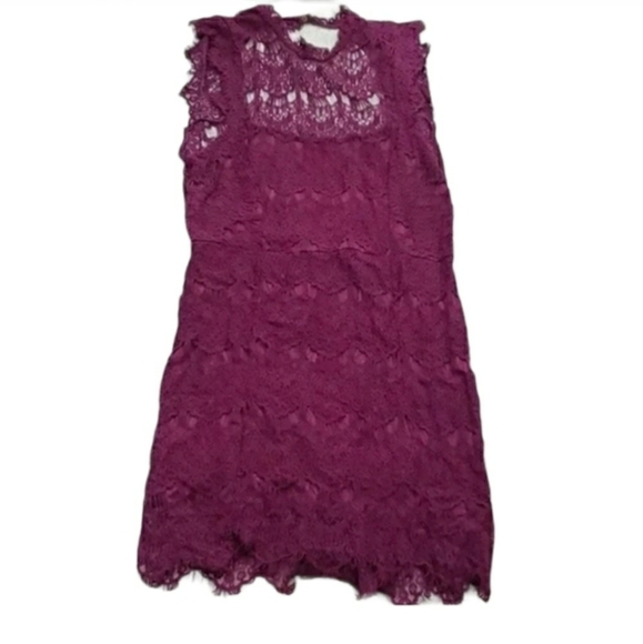 Free People Daydream Lace Mini Dress in Magenta, Large - Picture 4 of 7